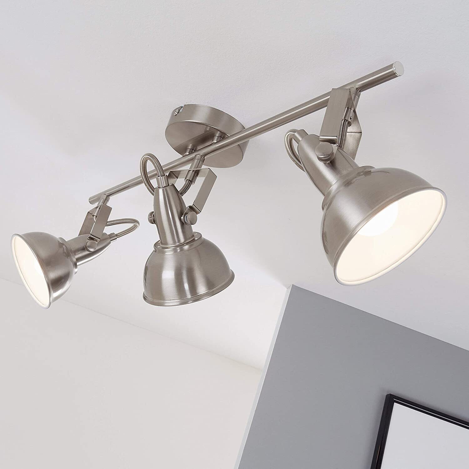 Ceiling Light with 3 Rotating and Swivelling Spotlights, Adjustable Spotlight Fixture for Living Room and Office