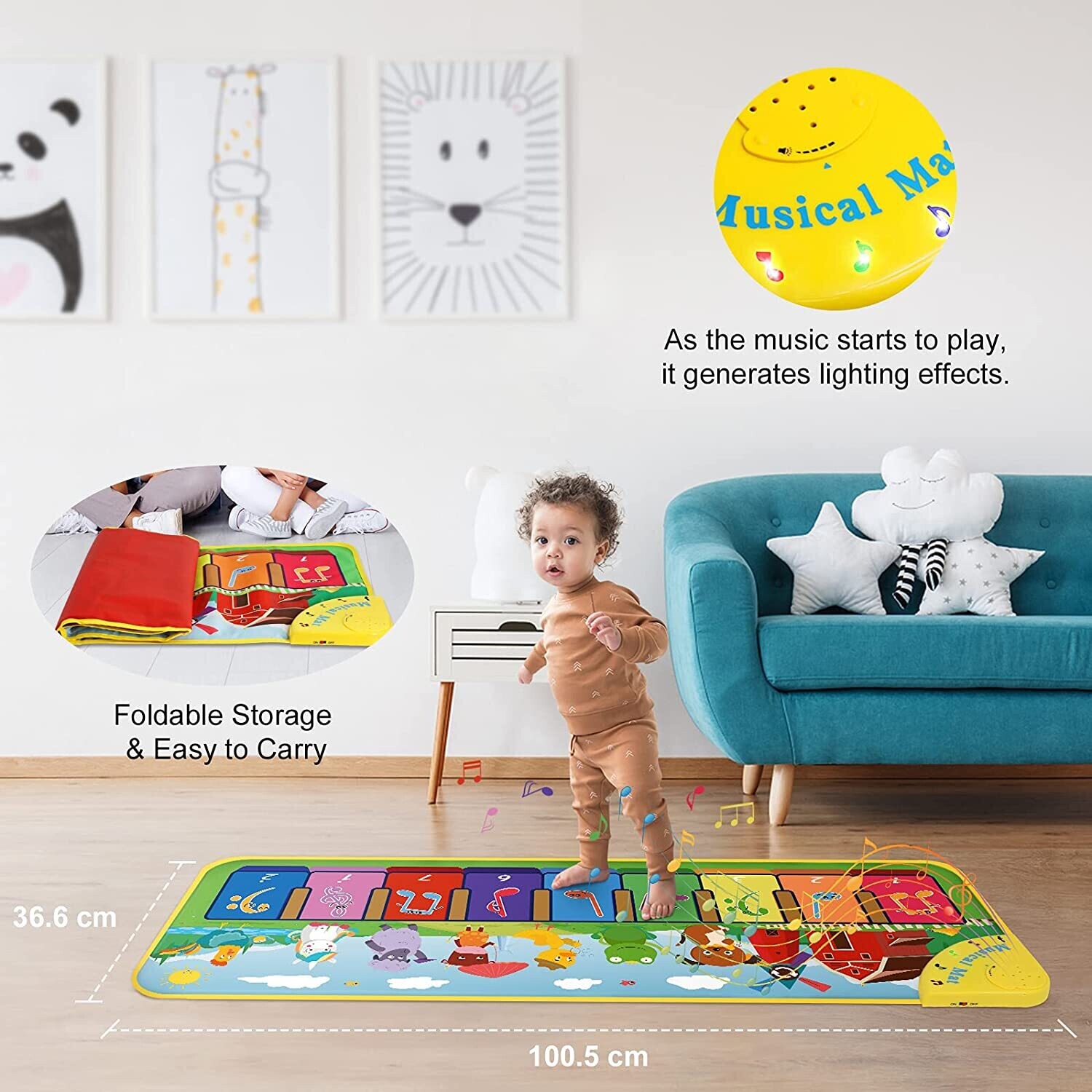 Children&#39;s Music Piano Mat, Educational Toy for 1-4 Years Boys and Girls, Interactive Birthday Gift for Toddlers and Babies