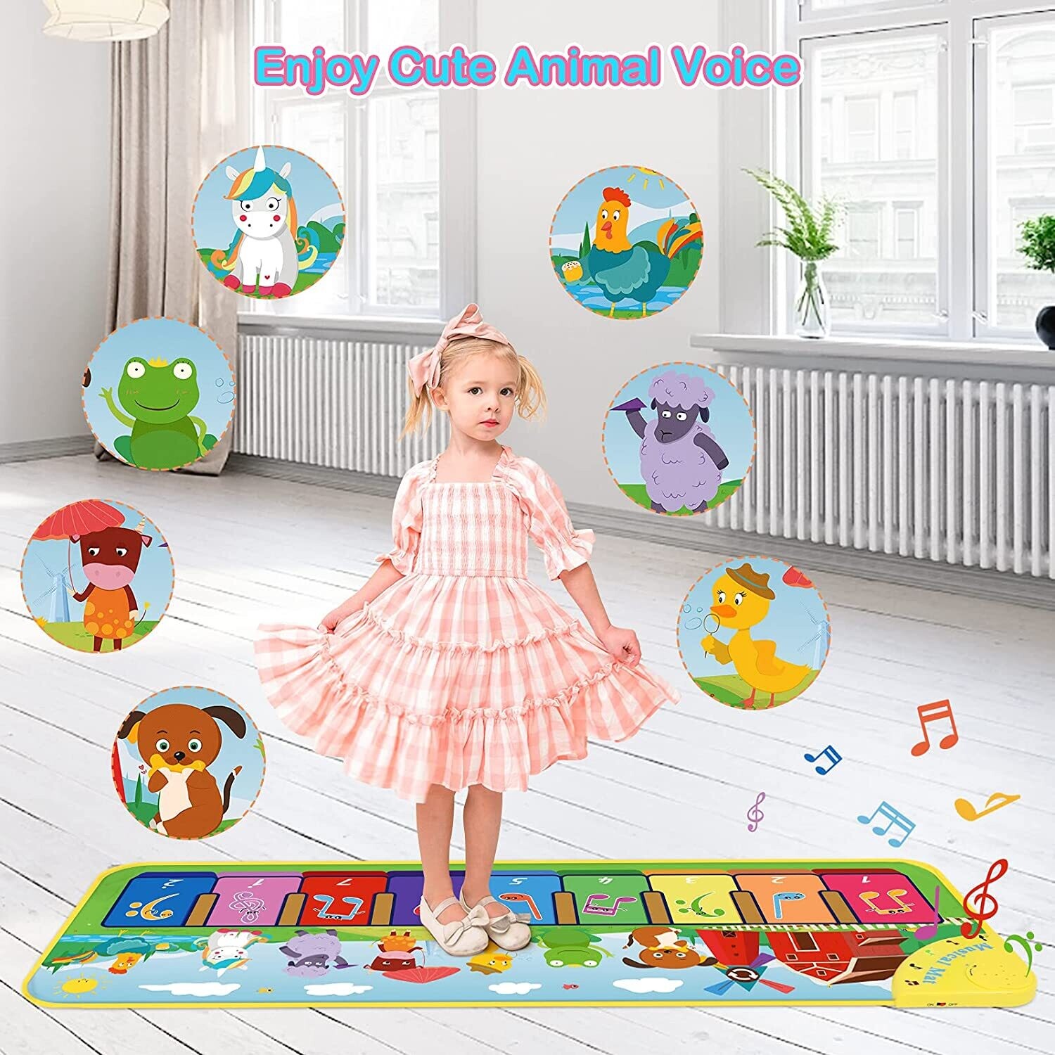 Children&#39;s Music Piano Mat, Educational Toy for 1-4 Years Boys and Girls, Interactive Birthday Gift for Toddlers and Babies