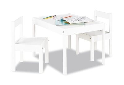Children&#39;s 3-Piece Wooden Seating Set, Kid&#39;s Table and Chairs Set, Durable Wood Furniture for Playroom and Bedroom