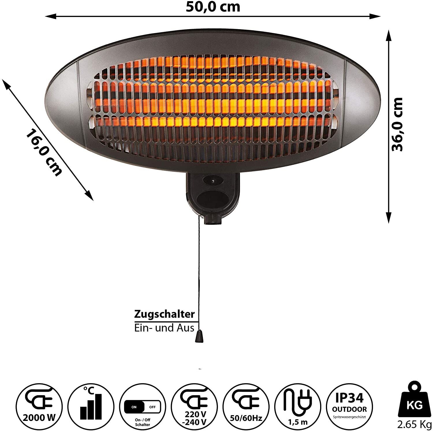 Electric Patio Heater – Outdoor Heating Solution for Patios, Decks, and Gardens with Adjustable Temperature Control