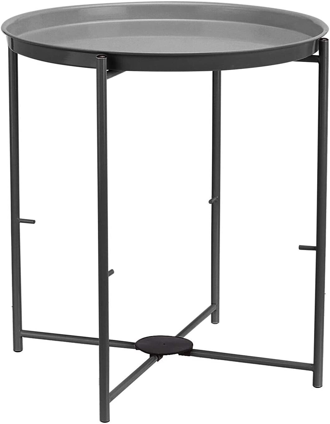Round side table with storage solution