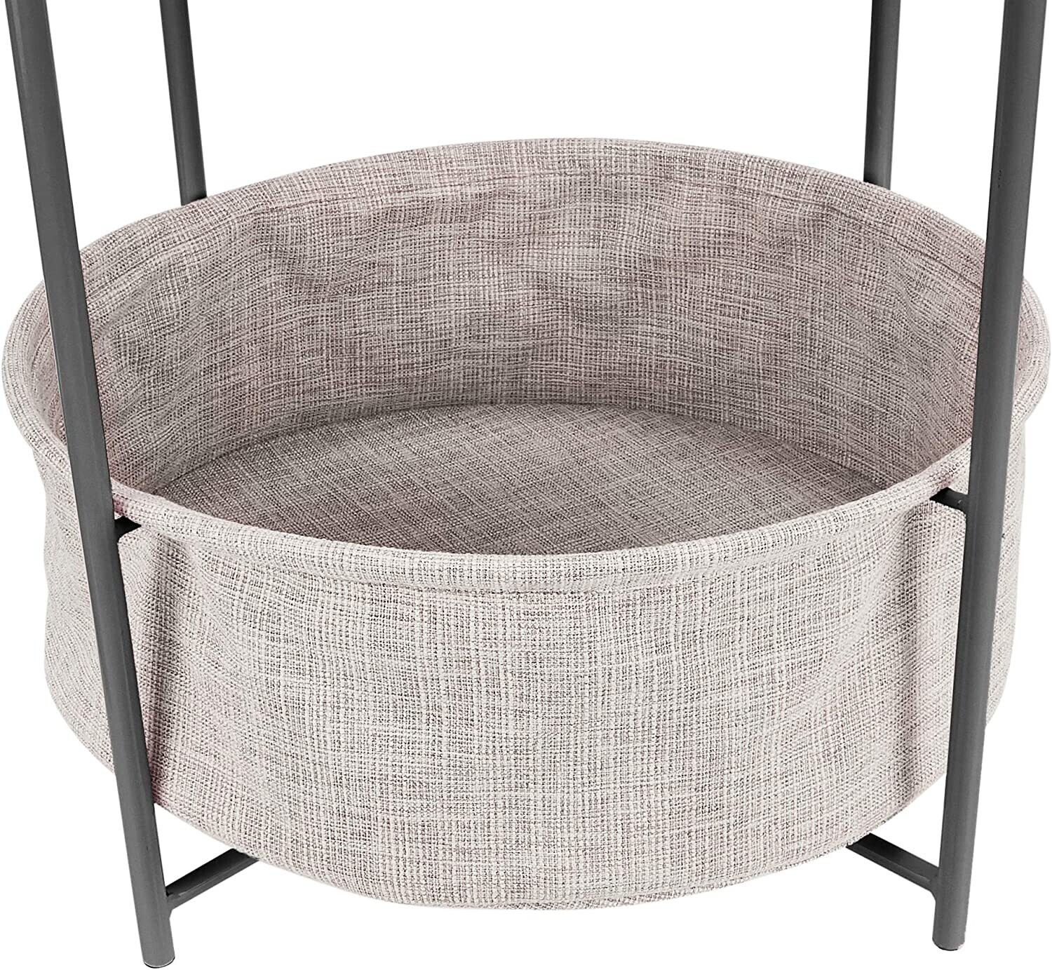 Round side table with storage solution