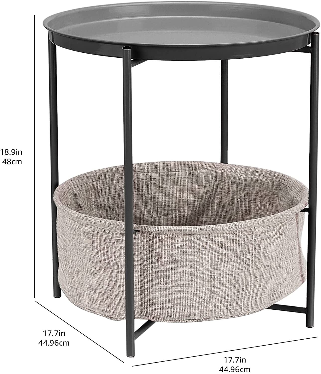 Round side table with storage solution