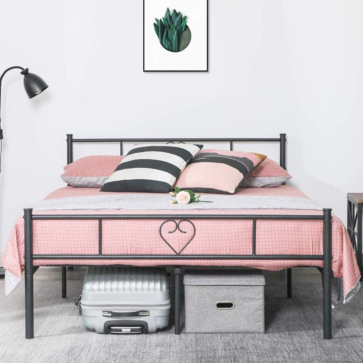 Metal Bed with Headboard Bed Frame