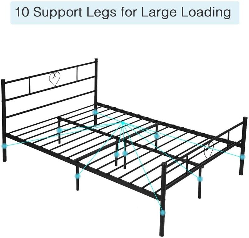 Metal Bed with Headboard Bed Frame