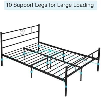 Metal Bed with Headboard Bed Frame
