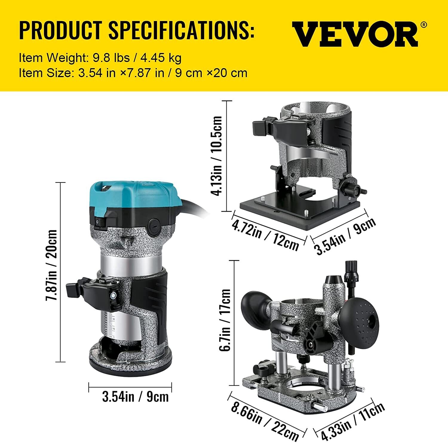 Electric Hand Wood Router 33,000 RPM – High-Speed Precision Router for Woodworking and Crafting Projects
