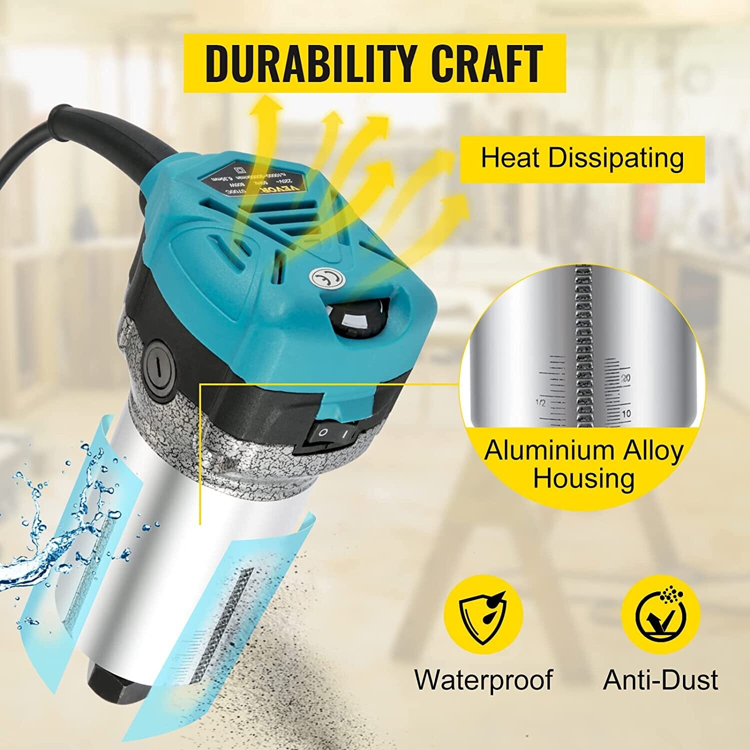 Electric Hand Wood Router 33,000 RPM – High-Speed Precision Router for Woodworking and Crafting Projects