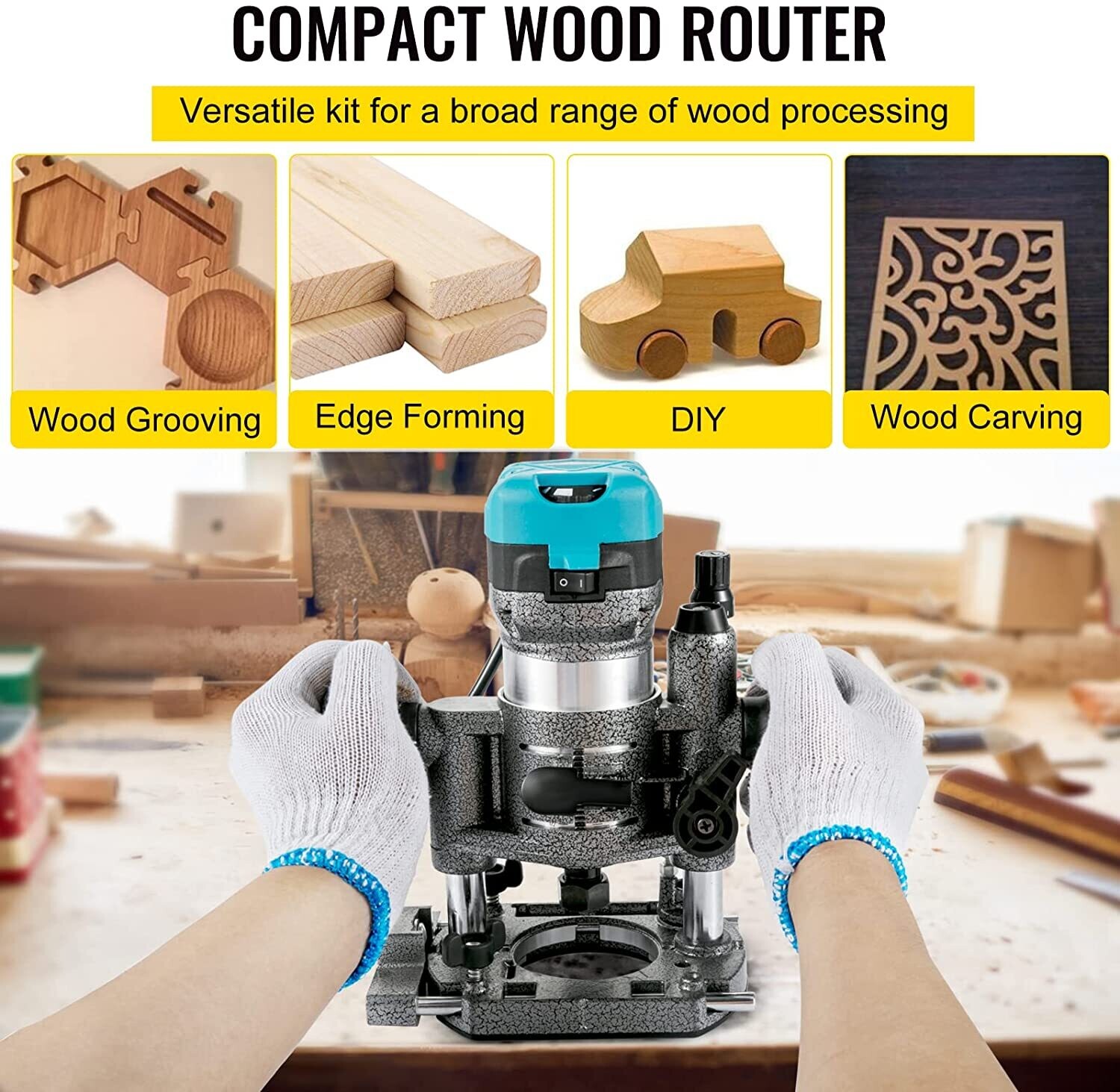 Electric Hand Wood Router 33,000 RPM – High-Speed Precision Router for Woodworking and Crafting Projects