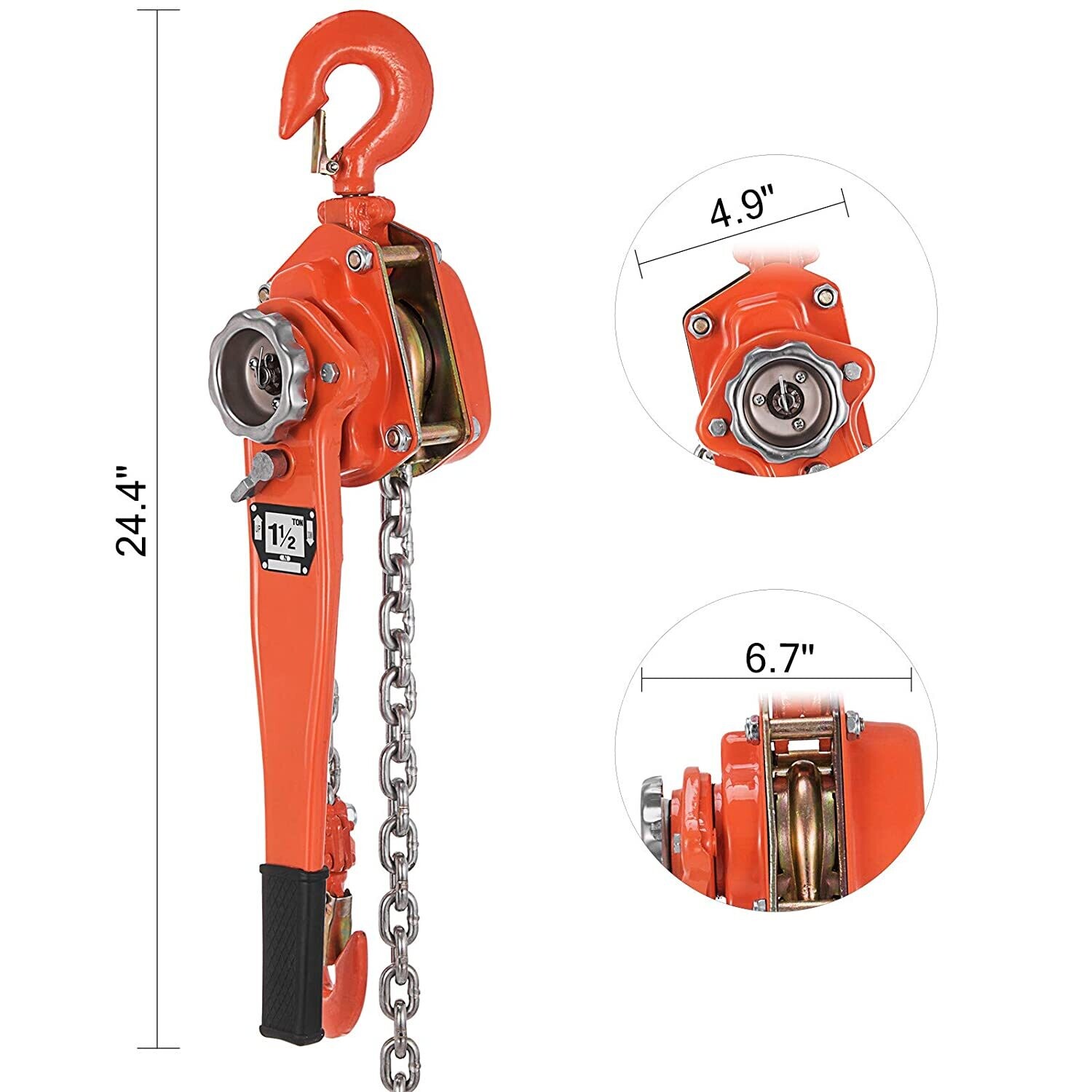 Chain Hoist 6m, 1500kg Capacity, Manual Lever Hoist for Lifting and Pulling