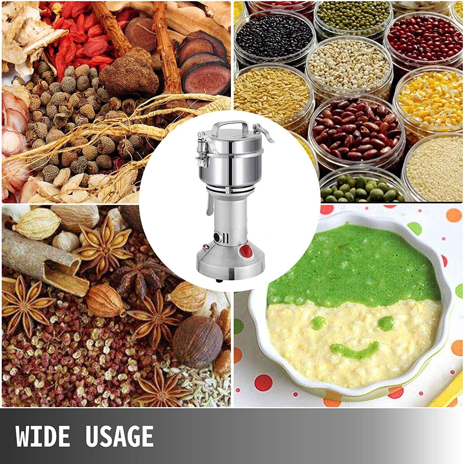 Electric Grain Mill and Spice Mill – Multi-Function Herb, Pepper, and Spice Pearl Powder Grinder for Home and Commercial Use