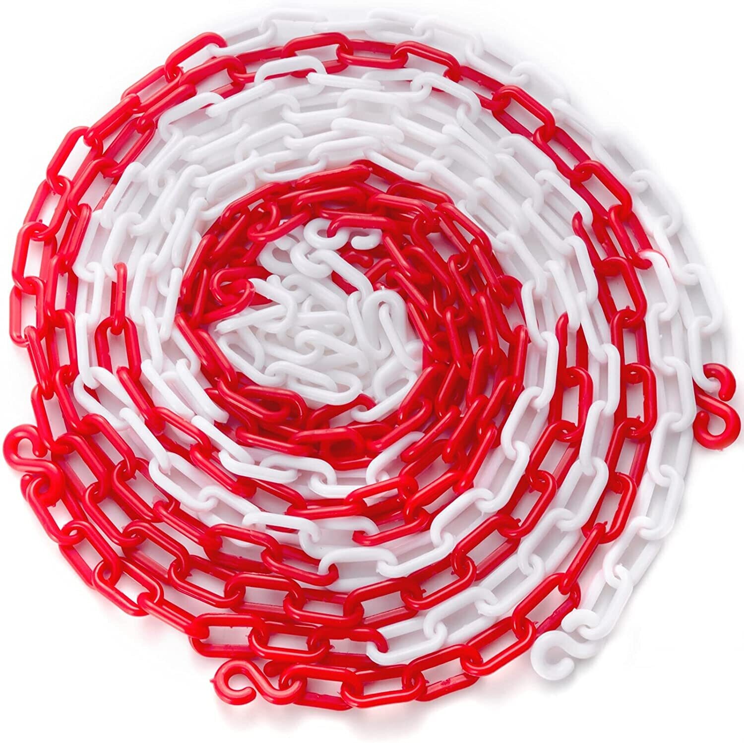 Set of 4 Barrier Posts and 1 Plastic Chain of 10 m Red