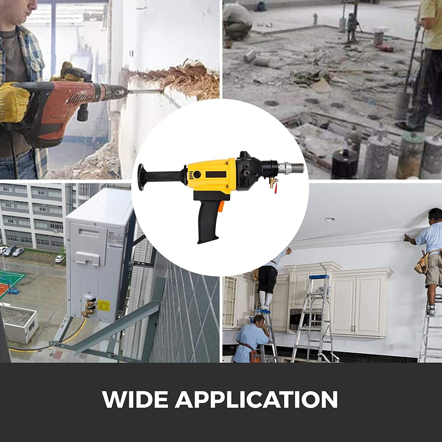 Core Drill 7 Inch Diamond Wet Dry Drill 2280W 220V, High Power Concrete, Masonry, and Tile Drilling Tool