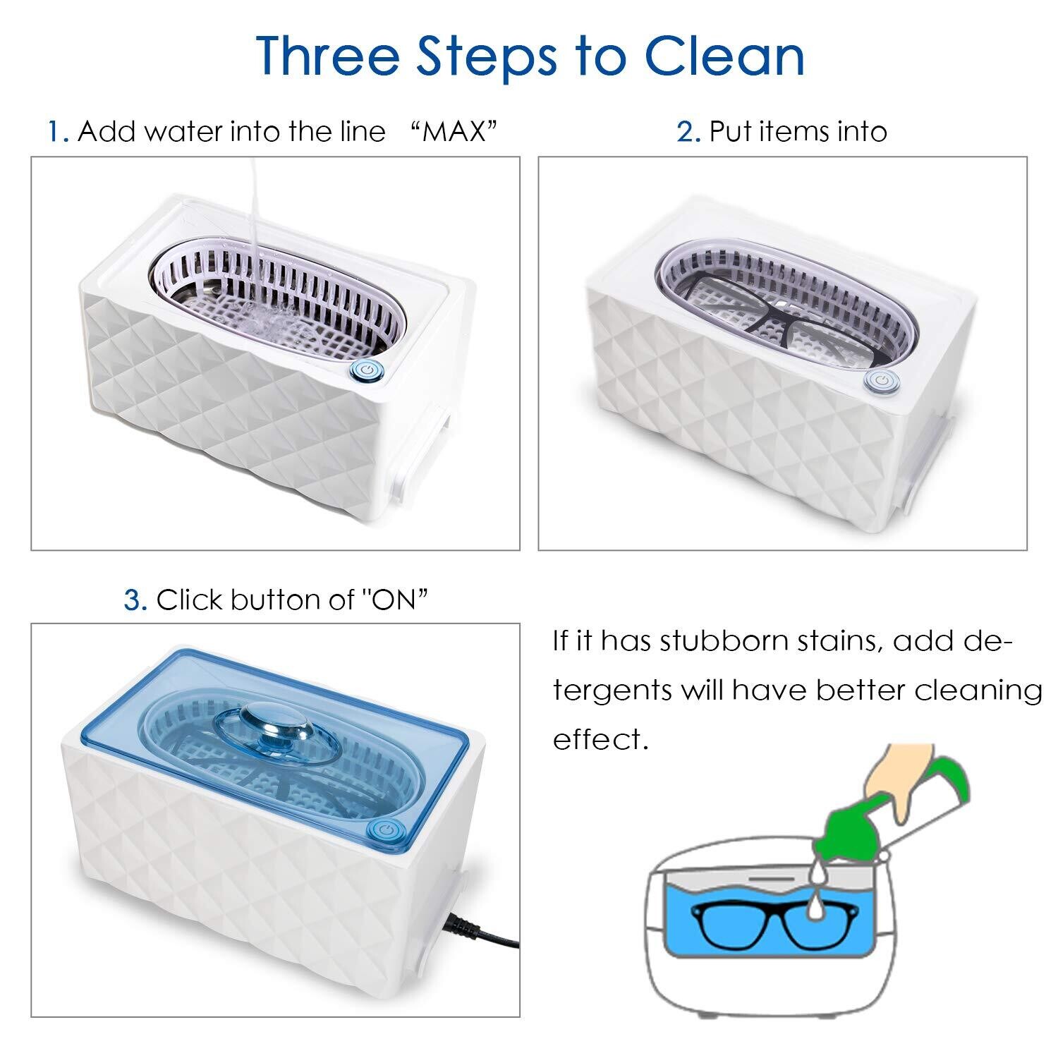 Ultrasonic Device Cleaner for Glasses, Watches