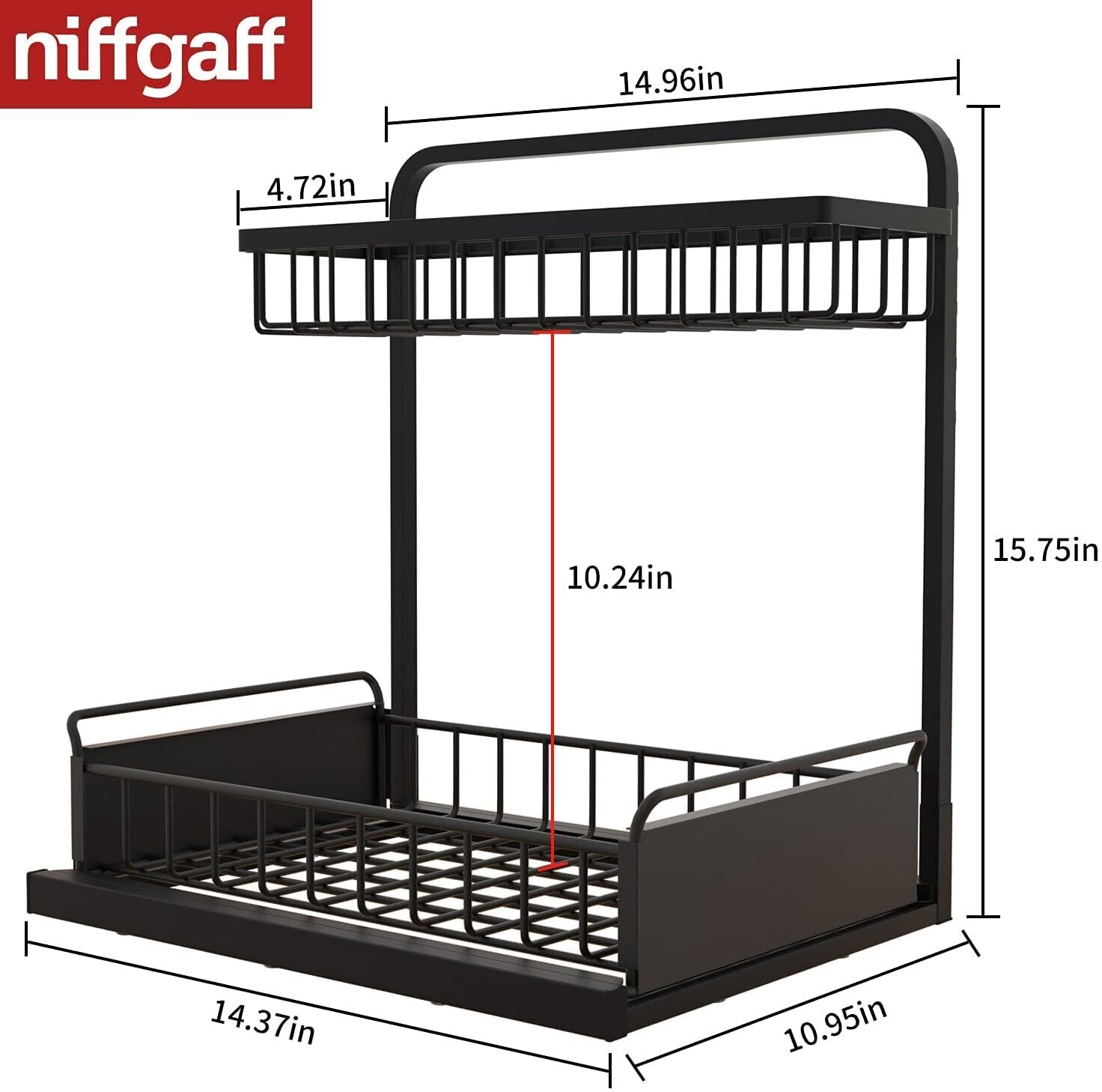 2-Tier Under Sink Storage – L-Shaped Cabinet Organizer for Kitchen, Bathroom, and Bedroom – Space-Saving Storage Solution for Cabinets, Shelves, and Organizing Items