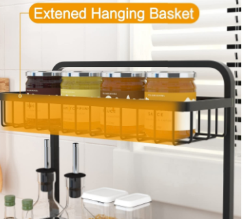 2-Tier Under Sink Storage – L-Shaped Cabinet Organizer for Kitchen, Bathroom, and Bedroom – Space-Saving Storage Solution for Cabinets, Shelves, and Organizing Items