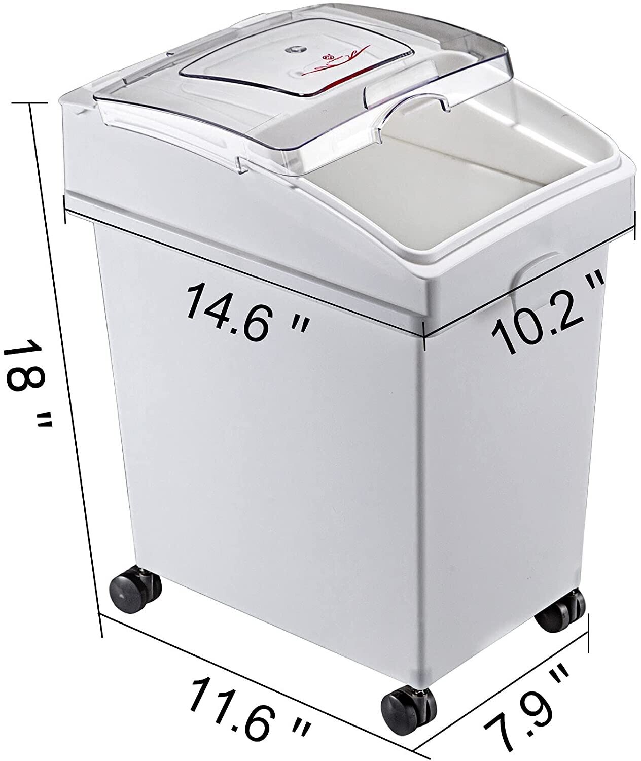 Flour and Rice Storage Containers, 25L Capacity, Set of 3, Airtight Ingredient Bins with Wheels