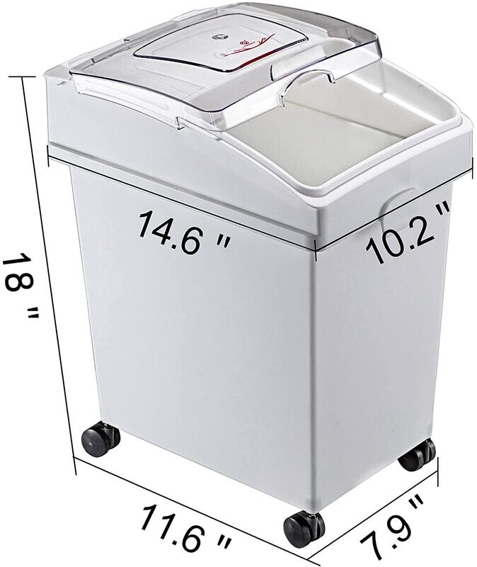Flour and Rice Storage Containers, 25L Capacity, Set of 3, Airtight Ingredient Bins with Wheels