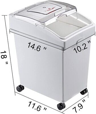 Flour and Rice Storage Containers, 25L Capacity, Set of 3, Airtight Ingredient Bins with Wheels