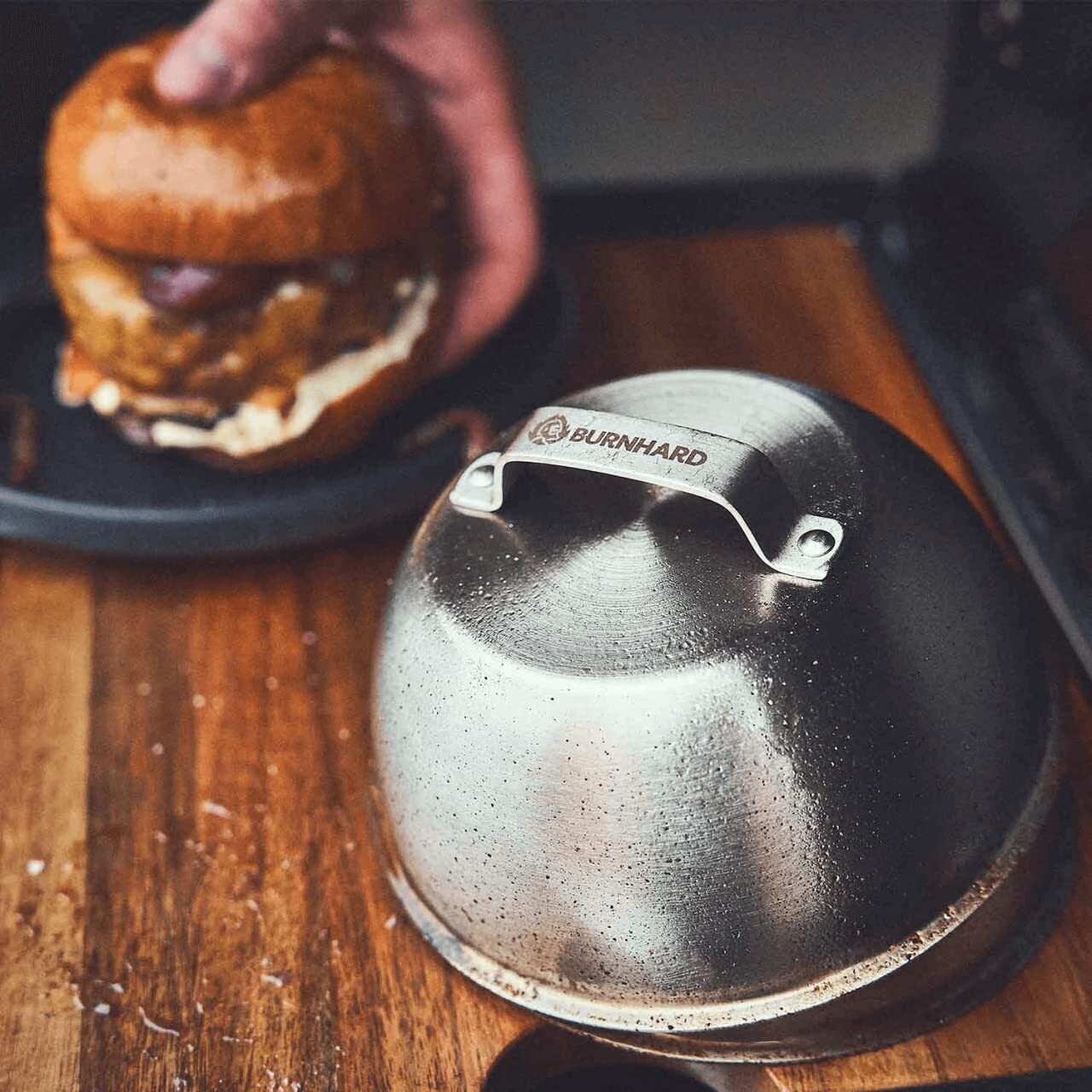 Set of 2 Stainless Steel Burger Bells 16 x 9 cm Melting Bell for Cheeseburger