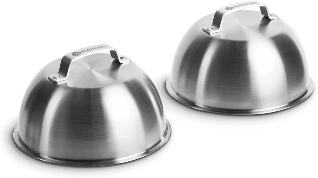 Set of 2 Stainless Steel Burger Bells 16 x 9 cm Melting Bell for Cheeseburger