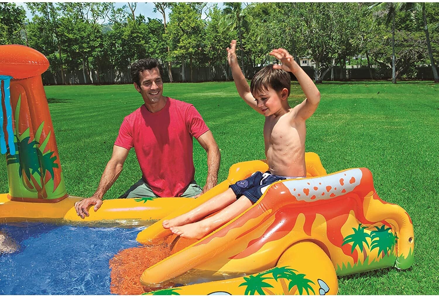 Inflatable Water Game Center Dinosaur for Kids, Outdoor Water Play and Fun Summer Activities