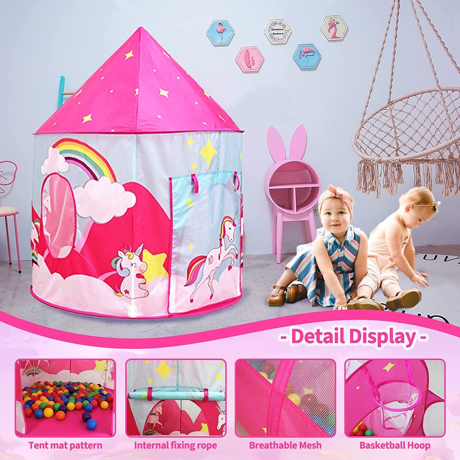 Children&#39;s Play Tent with Tunnel and Ball Pit, Indoor and Outdoor Playhouse for Kids, Fun Toy for Toddlers