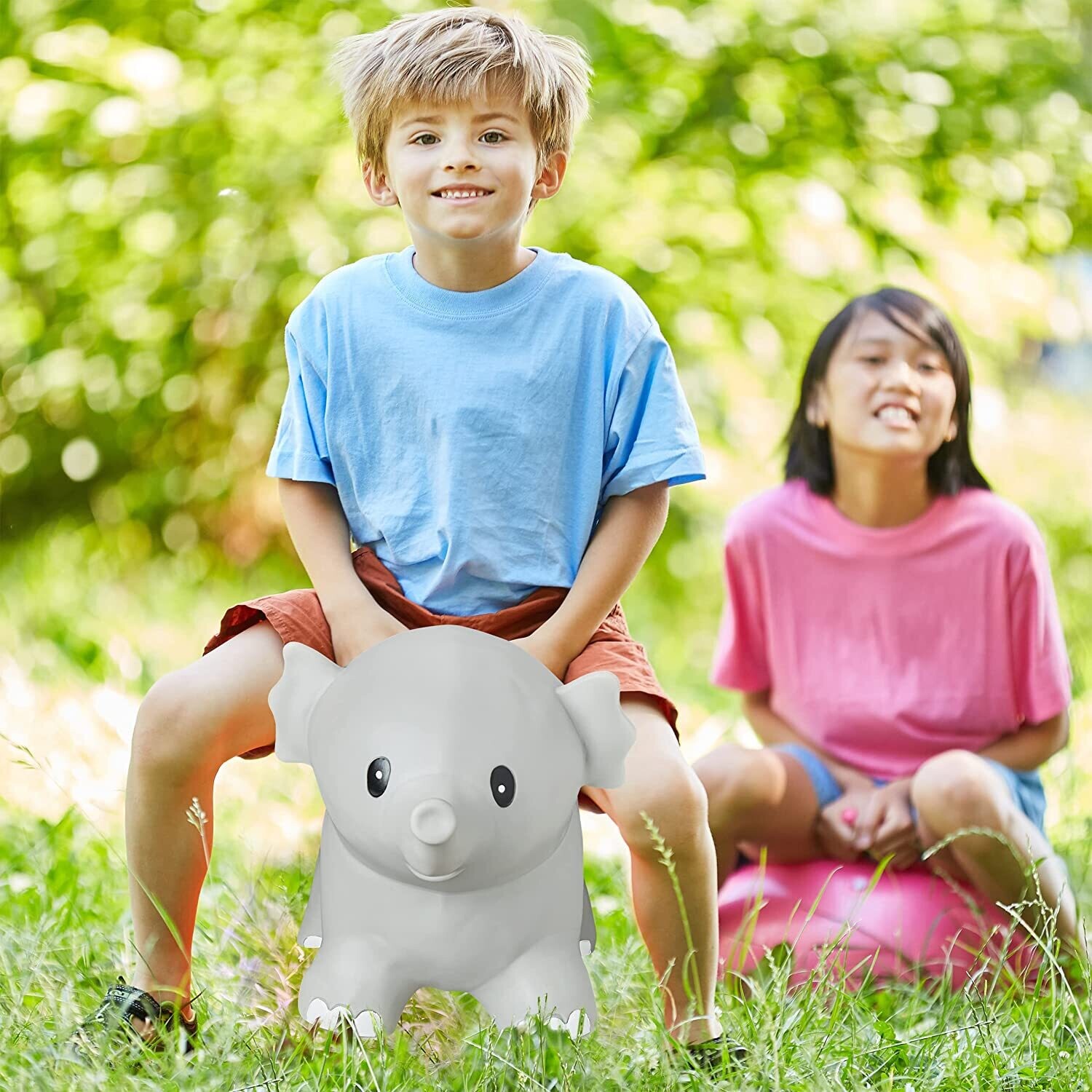 Elephant Jumping Animal with Air Pump – Inflatable Ride-On Toy for Kids with Fun Bouncing Action
