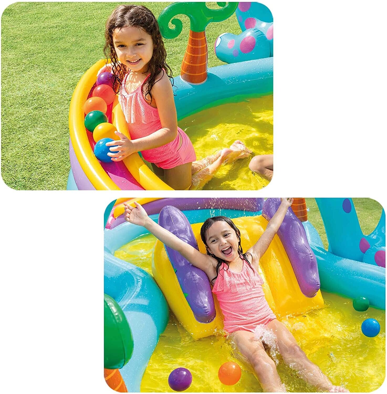 Inflatable Dinosaur Water Play Center for Kids, Outdoor Fun and Splashing Water Play