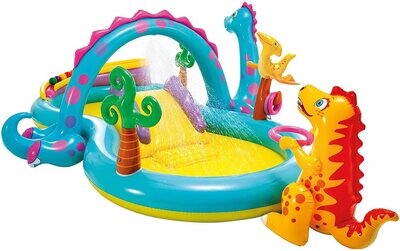 Inflatable Dinosaur Water Play Center for Kids, Outdoor Fun and Splashing Water Play