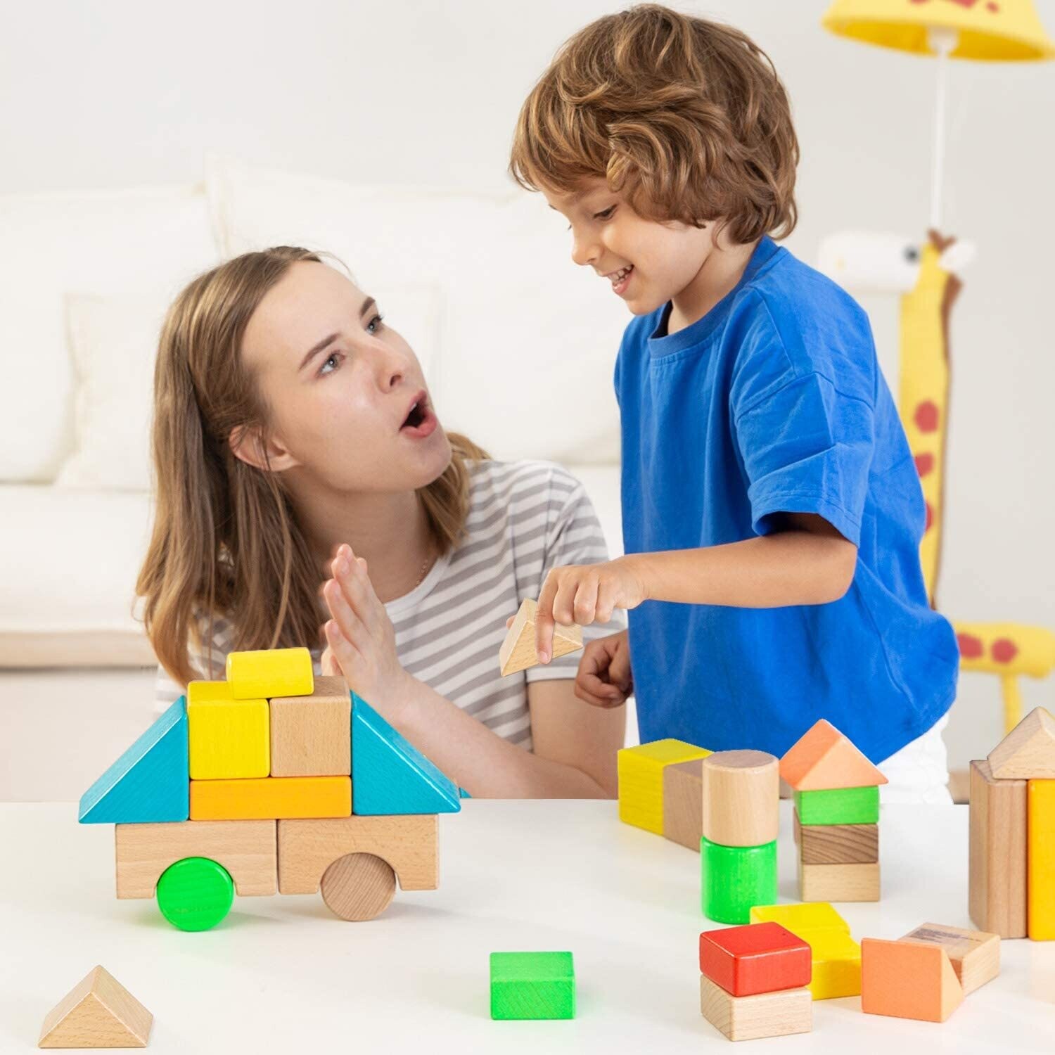 Colorful Wooden Building Blocks Toy for Children, Educational STEM Toy Set, Safe and Durable Construction Blocks for Creative Play