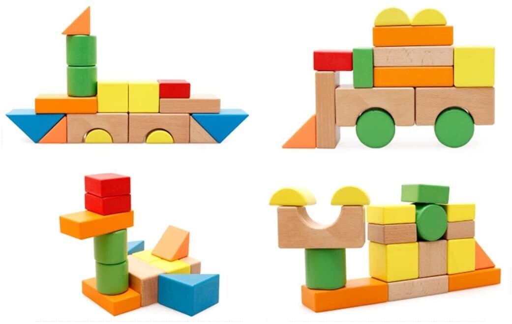 Colorful Wooden Building Blocks Toy for Children, Educational STEM Toy Set, Safe and Durable Construction Blocks for Creative Play