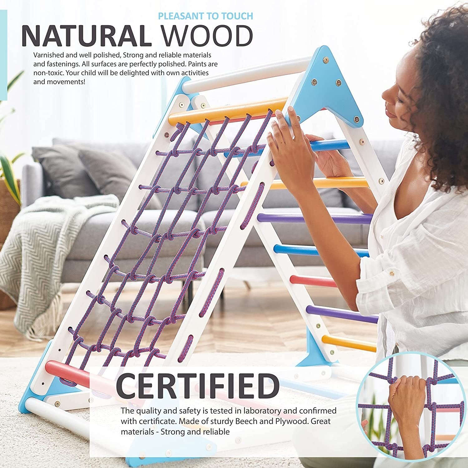 Wooden Climbing Triangle for Sliding and Climbing - 2-in-1