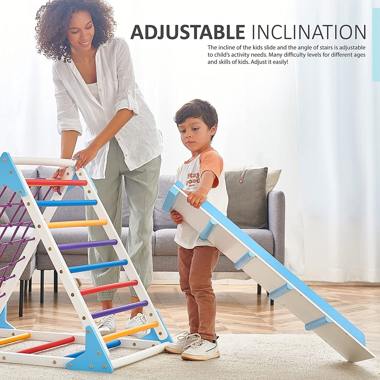 Wooden Climbing Triangle for Sliding and Climbing - 2-in-1