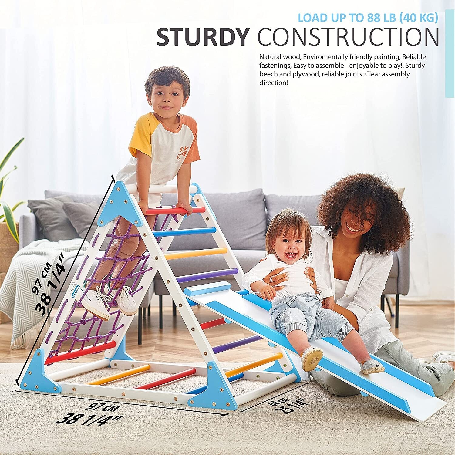 Wooden Climbing Triangle for Sliding and Climbing - 2-in-1
