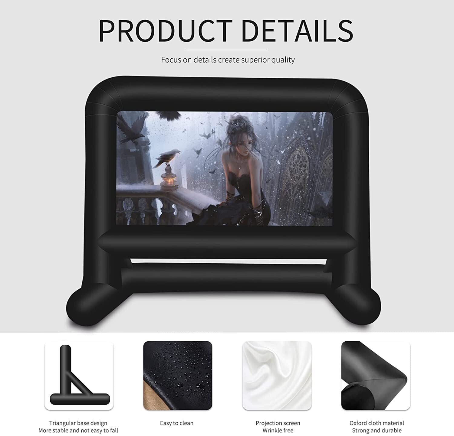 Inflatable Projection Screen for Outdoor Movies, Backyard Entertainment, and Event Viewing