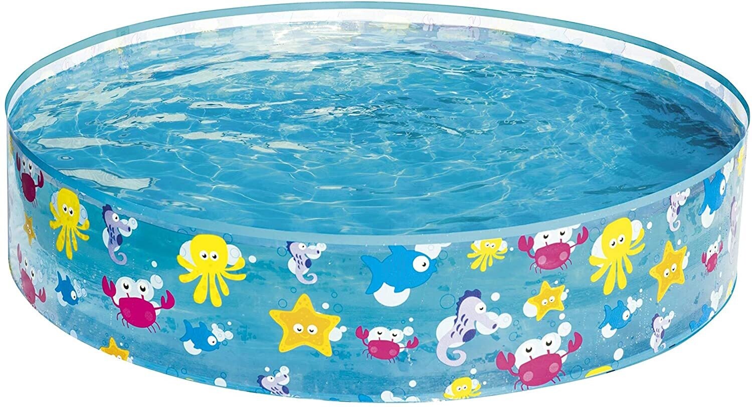 Fill &#39;N Fun Ocean Life Fixed Pool – 122 x 25 cm, Inflatable Kids’ Pool for Backyard Fun