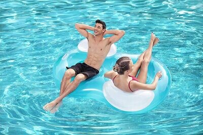 Double Ring Lounger Float – 188 x 117 cm Inflatable Pool Lounge for Two, Perfect for Relaxing on Water