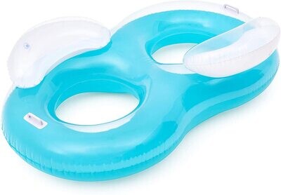 Double Ring Lounger Float – 188 x 117 cm Inflatable Pool Lounge for Two, Perfect for Relaxing on Water