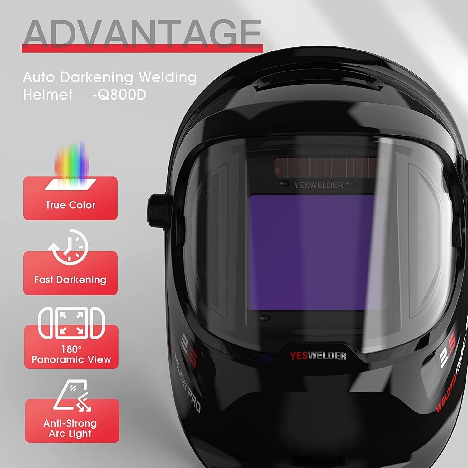 Welding Helmet Solar Powered Auto Darkening Weld Mask