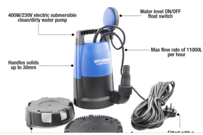 Heavy Duty 400W 230V Electric Submersible Dirty and Clean Water Pump for Drainage, Flood Control, and Pool Maintenance