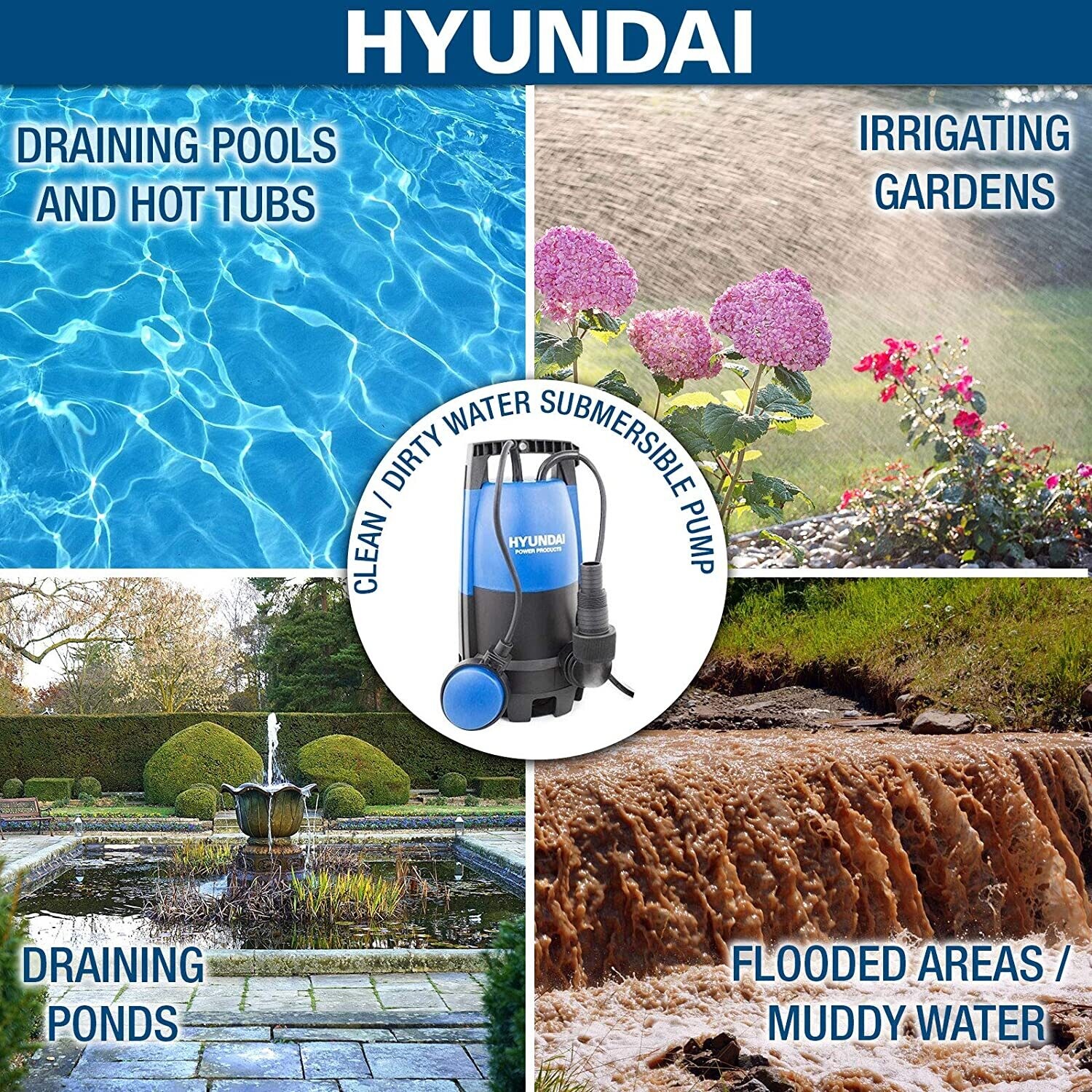 Heavy Duty 400W 230V Electric Submersible Dirty and Clean Water Pump for Drainage, Flood Control, and Pool Maintenance
