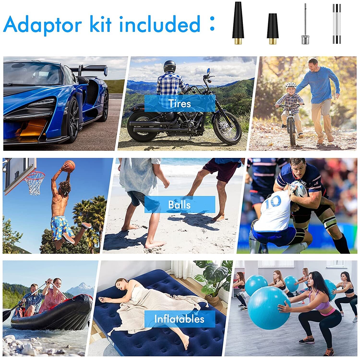 Digital Tire Inflator for Car, Bike, and Motorbike – Portable Air Compressor with Auto Shutoff and LCD Display