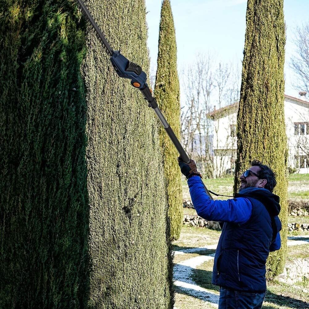 Cordless Pole Hedge Trimmer with 2.0Ah Battery, Telescoping Reach, Powerful and Lightweight for Easy Garden Trimming