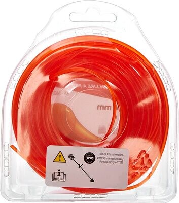 Round Heavy-Duty Trimmer Line, Orange, 2.4mm x 15m