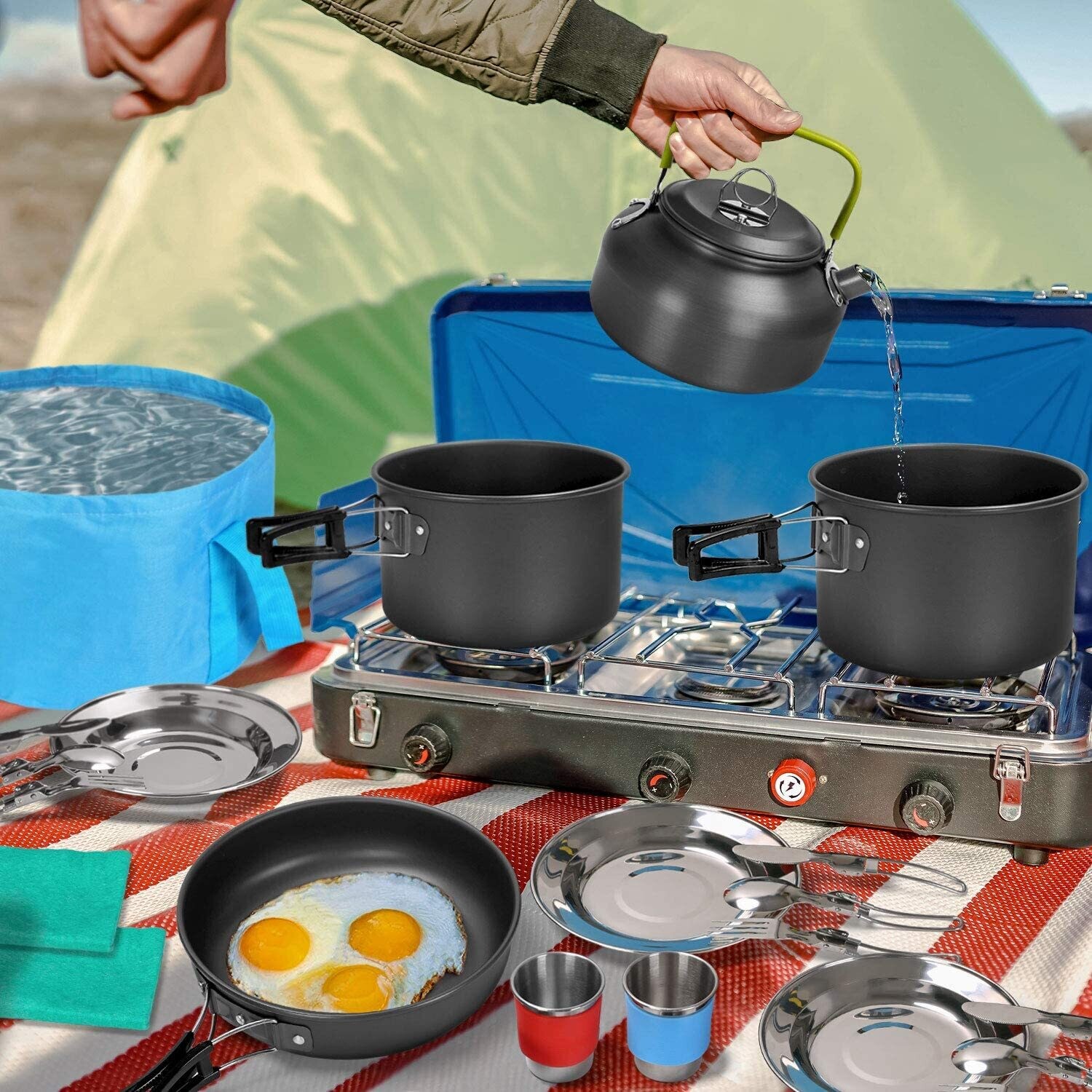 Set 29 Pieces Outdoor Cookware Set for 12 L