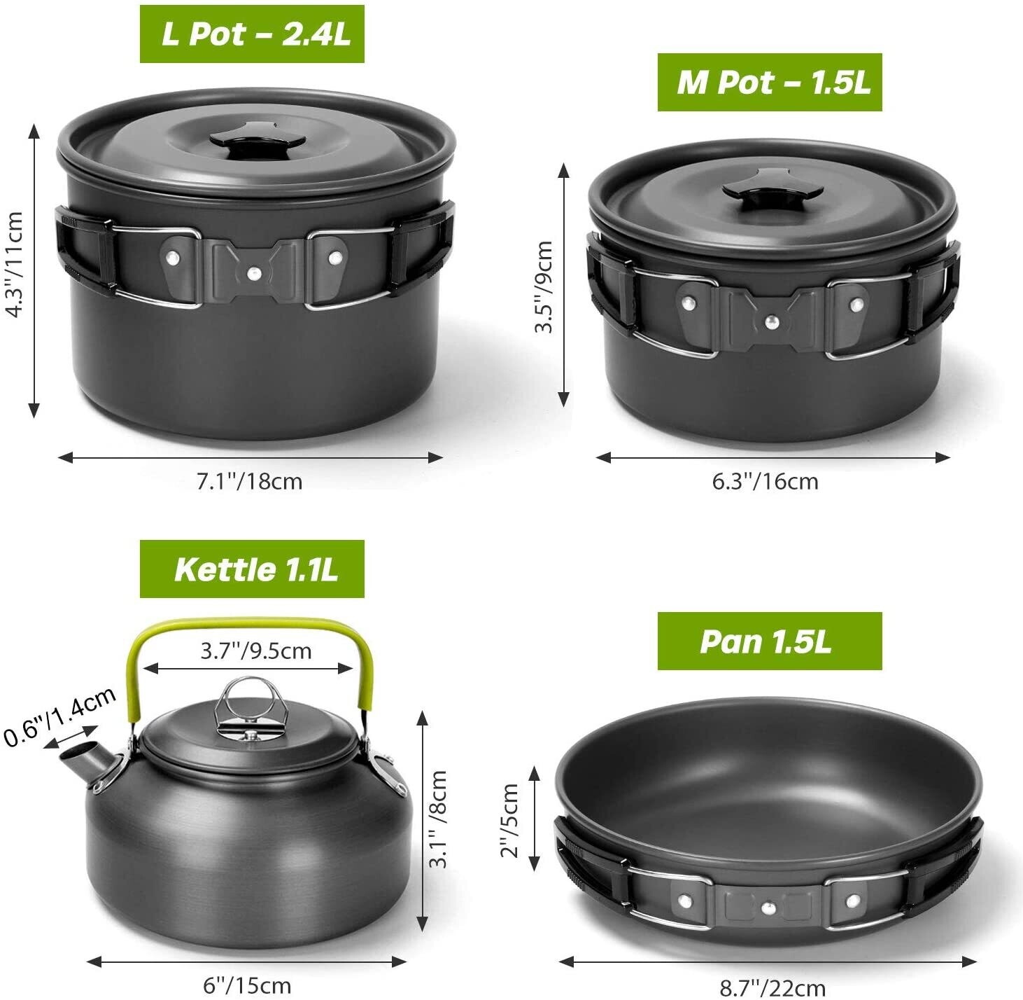 Set 29 Pieces Outdoor Cookware Set for 12 L