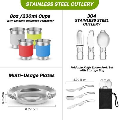 Set 29 Pieces Outdoor Cookware Set for 12 L