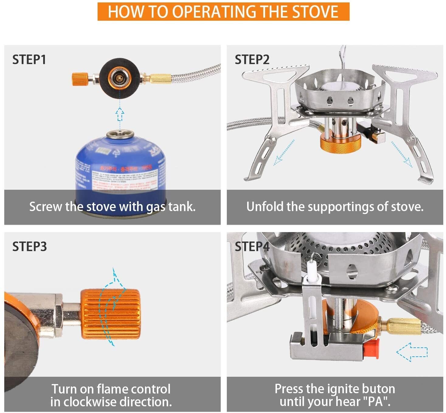 Windproof Gas Stove with Piezo Ignition